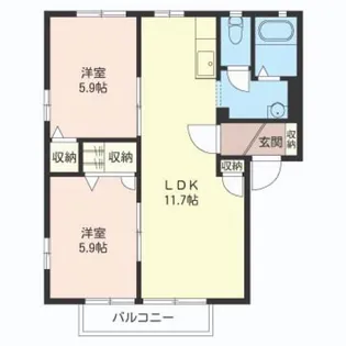 ヴィラ・フォンテーヌC【2階】の間取り