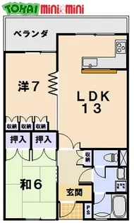 グリンビーハイツ【1階】の間取り