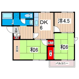 シャトー桜川B【2階】の間取り