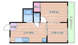 第6摂津マンション【2階】の間取り