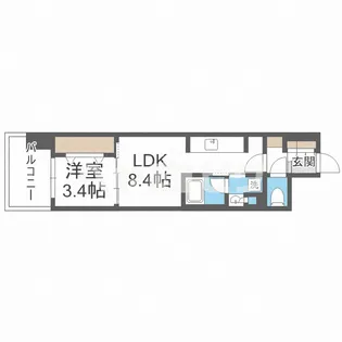 大阪府大阪市西区阿波座1丁目【マンション】の間取り