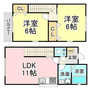 2LDKの間取り画像