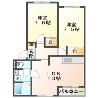 サンヒルズA棟【1階】の間取り
