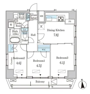 東京都港区芝2【マンション】の間取り