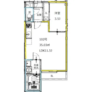 GRANDTIC 坪井【1階】の間取り