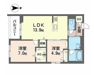 ウィズプラス等々力【2階】の間取り