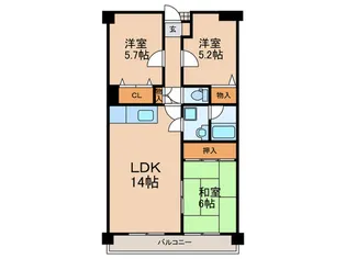福岡県北九州市八幡西区若葉3【マンション】の間取り