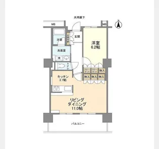 豊洲シエルタワー【11階】の間取り