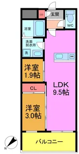 KUZE市川【4階】の間取り