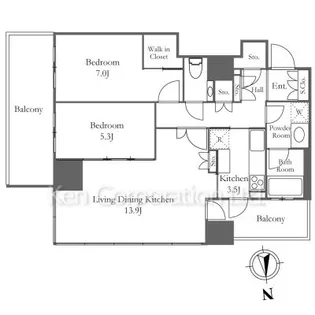 パークタワー目黒【21階】の間取り
