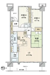 ワンダーベイシティSAZANガーデンイースト【2階】の間取り