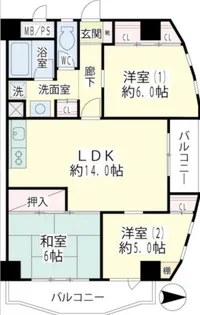 ヴェルドゥミール【3階】の間取り