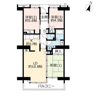 UR十日市場ヒルタウンコンフォール十日市場六番街【2階】の間取り