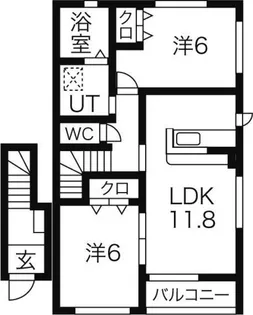ボヌール中田【2階】の間取り