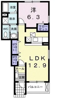 ソレイユ・T B棟【1階】の間取り