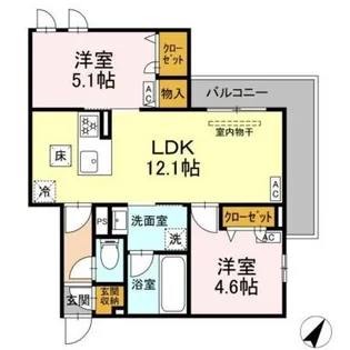 セレスティア細田A【1階】の間取り