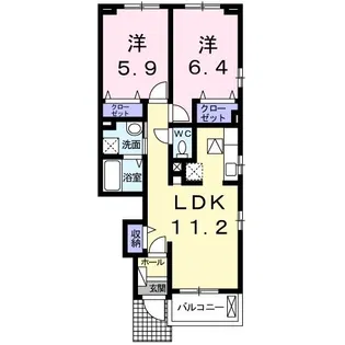 アプト・如意II【1階】の間取り