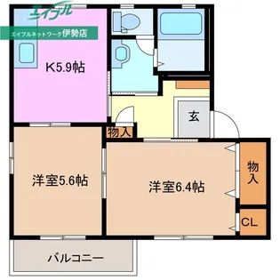 サニーフラットI A【2階】の間取り
