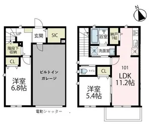 アウラガレージ(ガレージハウス)の間取り