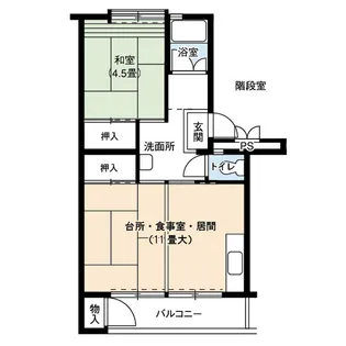 UR朝倉【4階】の間取り