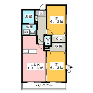 スクエア カーサ B【1階】の間取り