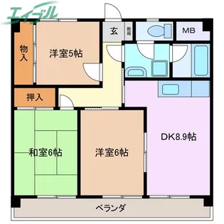 レジデンス大井手【2階】の間取り