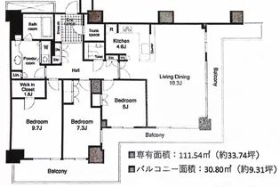 Wコンフォートタワーズウエスト【43階】の間取り