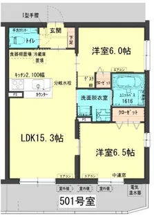 アミスタ西古松【5階】の間取り