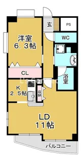 ベルシャンブル市名坂【4階】の間取り