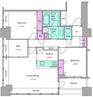 レジディアタワー上池袋【15階】の間取り