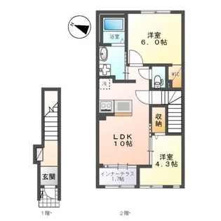 成田市八代アパート新築工事【2階】の間取り