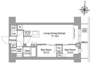 コンフォリア・リヴ南品川【5階】の間取り