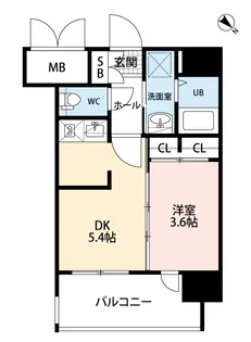 1DKの間取り画像