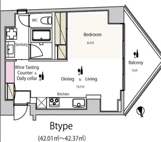 ワインアパートメント【6階】の間取り