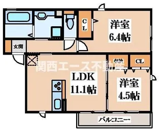 アルページュ喜里川【2階】の間取り