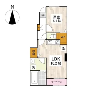 初期費用8万円以下★ サンルーム付き新築 1LDK【1階】の間取り