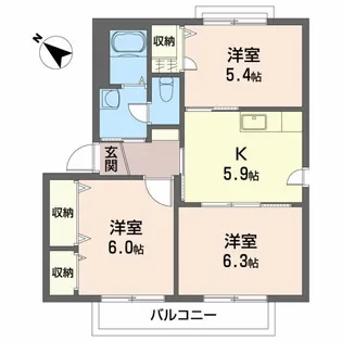 ウエスタンキャッスルB【2階】の間取り