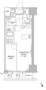 ザ・パークハビオ日本橋茅場町【3階】の間取り