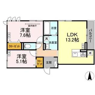 D ROOM七曲I【2階】の間取り