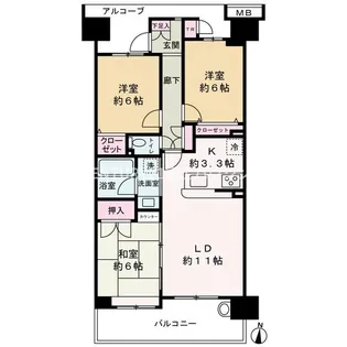 ココタウンヒルトップマリーナ【13階】の間取り