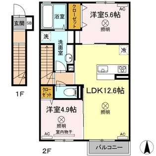 グラシア【2階】の間取り