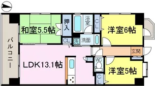 グランカーサ新小岩【13階】の間取り