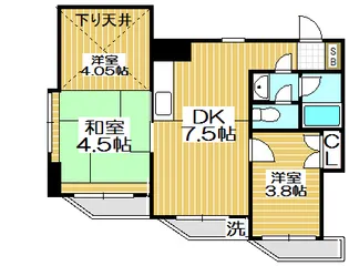 ファンデックス品川【4階】の間取り