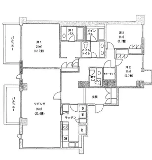 駒沢ガーデンハウス【4階】の間取り