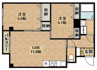 サンベルグ千年【1階】の間取り