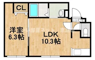 CANAAN北栄【1階】の間取り