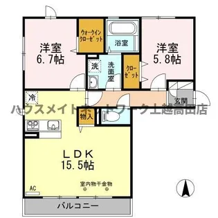 グランシャリオ B棟【2階】の間取り