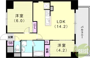 ラ フィエスタ新神戸【7階】の間取り
