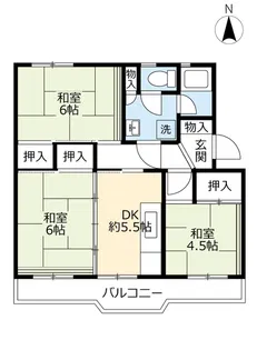 UR筥松【4階】の間取り