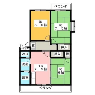 グランドール梅が丘【1階】の間取り